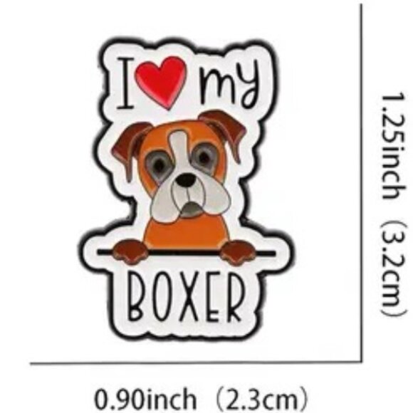 I Love My Boxer Dog Puppy Enamel Pin Brooch - Picture 4 of 4